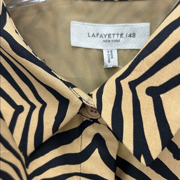 Lafayette 148 New York 100% Silk Zebra Print Button-Up Shirt - Picture 2 of 7